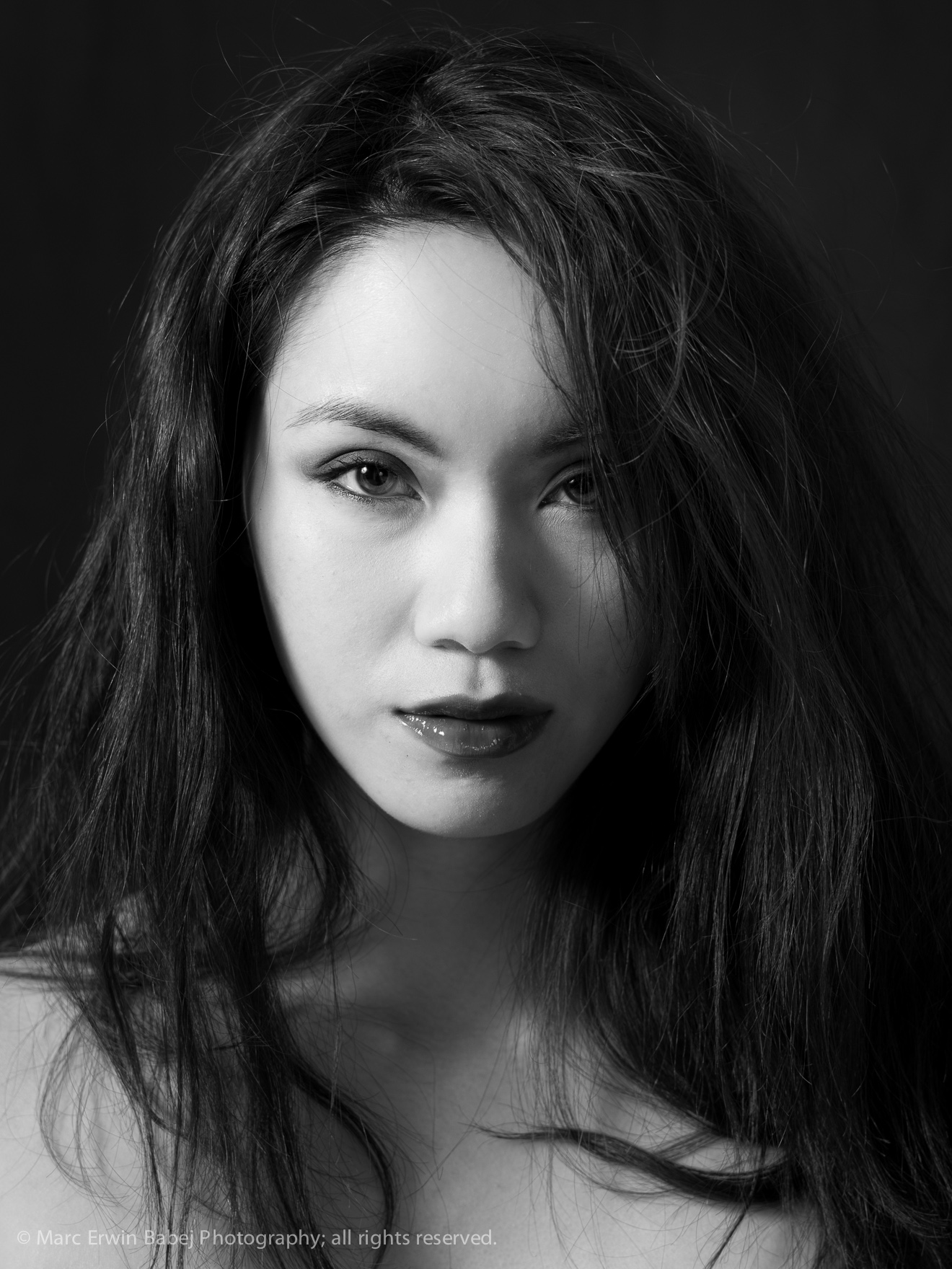 Darin Apinya editorial fashion model black and white portrait