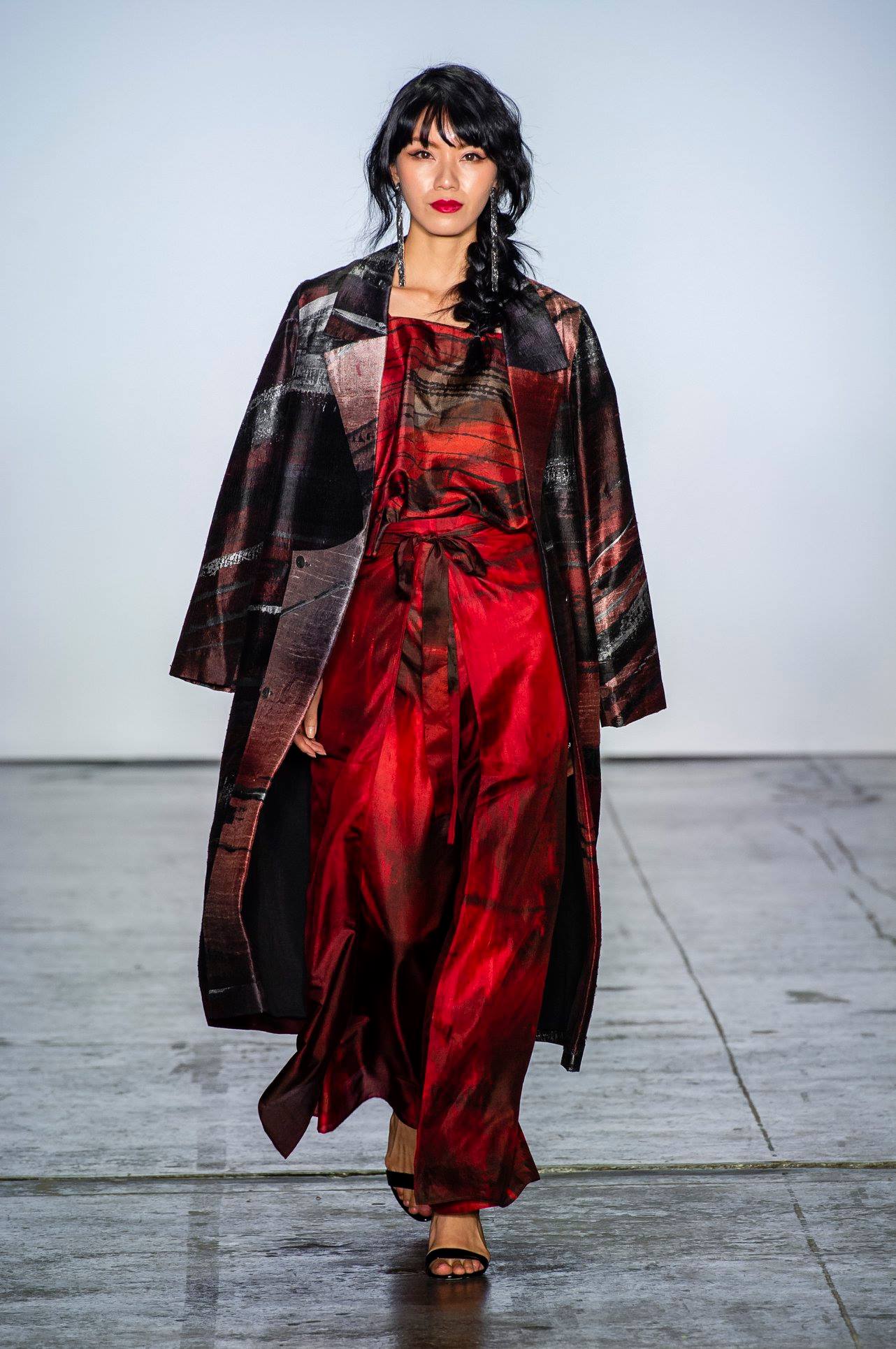 Darin Apinya walking NYFW for Helena